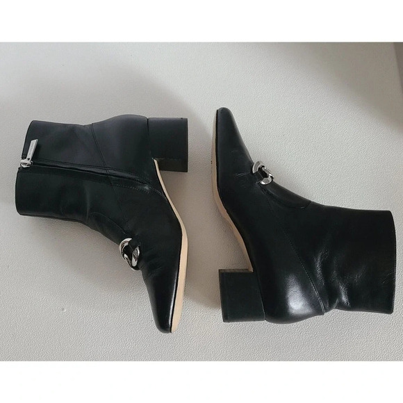 WOMENS' MICHAEL KORS CHAIN EMBELLISHED LEATHER ANKLE BOOTS BOOTIES BLACK SZ 6 M - Picture 5 of 10